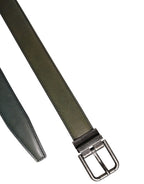 Green Classic Leather Metal Buckle Belt