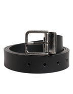 Black Classic Leather Metal Buckle Belt