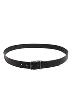 Black Classic Leather Metal Buckle Belt