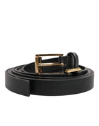 Black Double Strap Leather Gold Buckle Belt