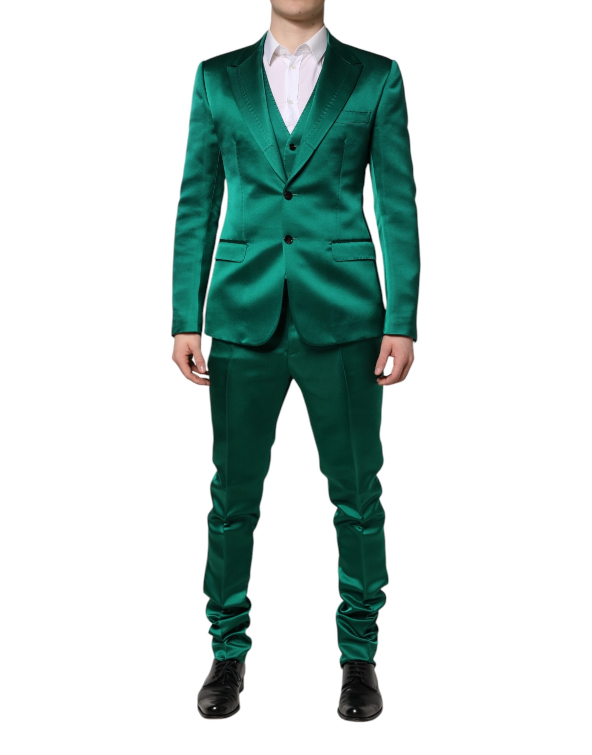 Green Silk 3 Piece Single Breasted Suit