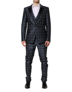 Blue MARTINI Star Jacquard 3 Piece Suit