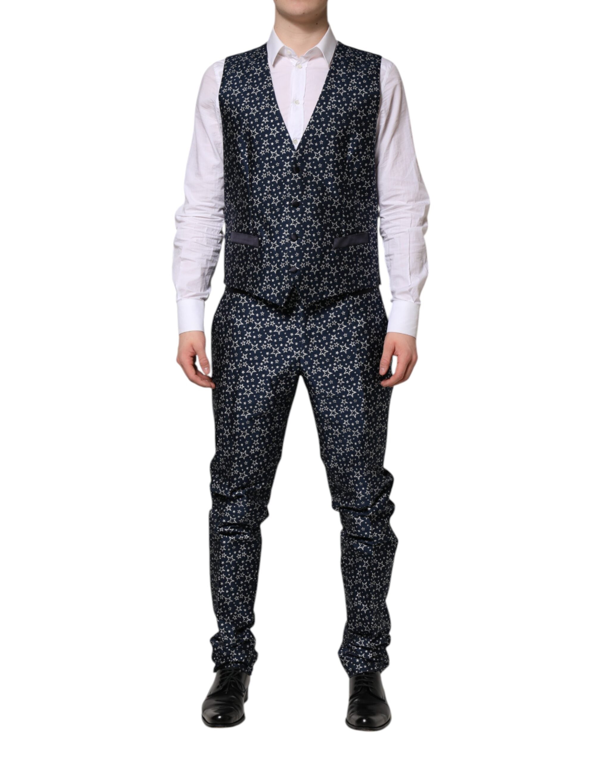 Blue MARTINI Star Jacquard 3 Piece Suit