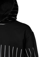 Black White Stripe Hooded Sweatshirt Sweater