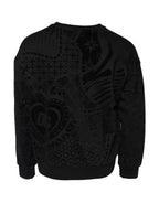 Black Printed Crew Neck Sweatshirt Sweater