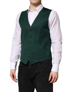 Green Wool Dress Formal Men Waistcoat Vest