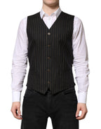 Black Stripes Wool Formal Men Waistcoat Vest