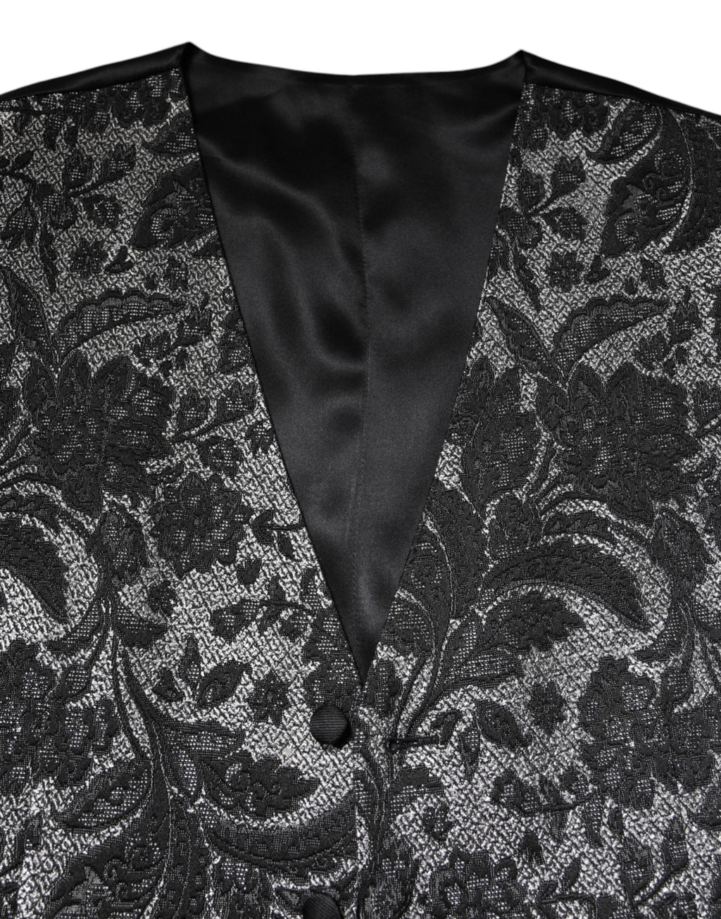 Black Gray Brocade Formal Men Waistcoat Vest