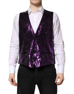 Purple Sequined Dress Formal Waistcoat Vest