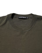 Dark Green Long Sleeves Crew Neck T-shirt