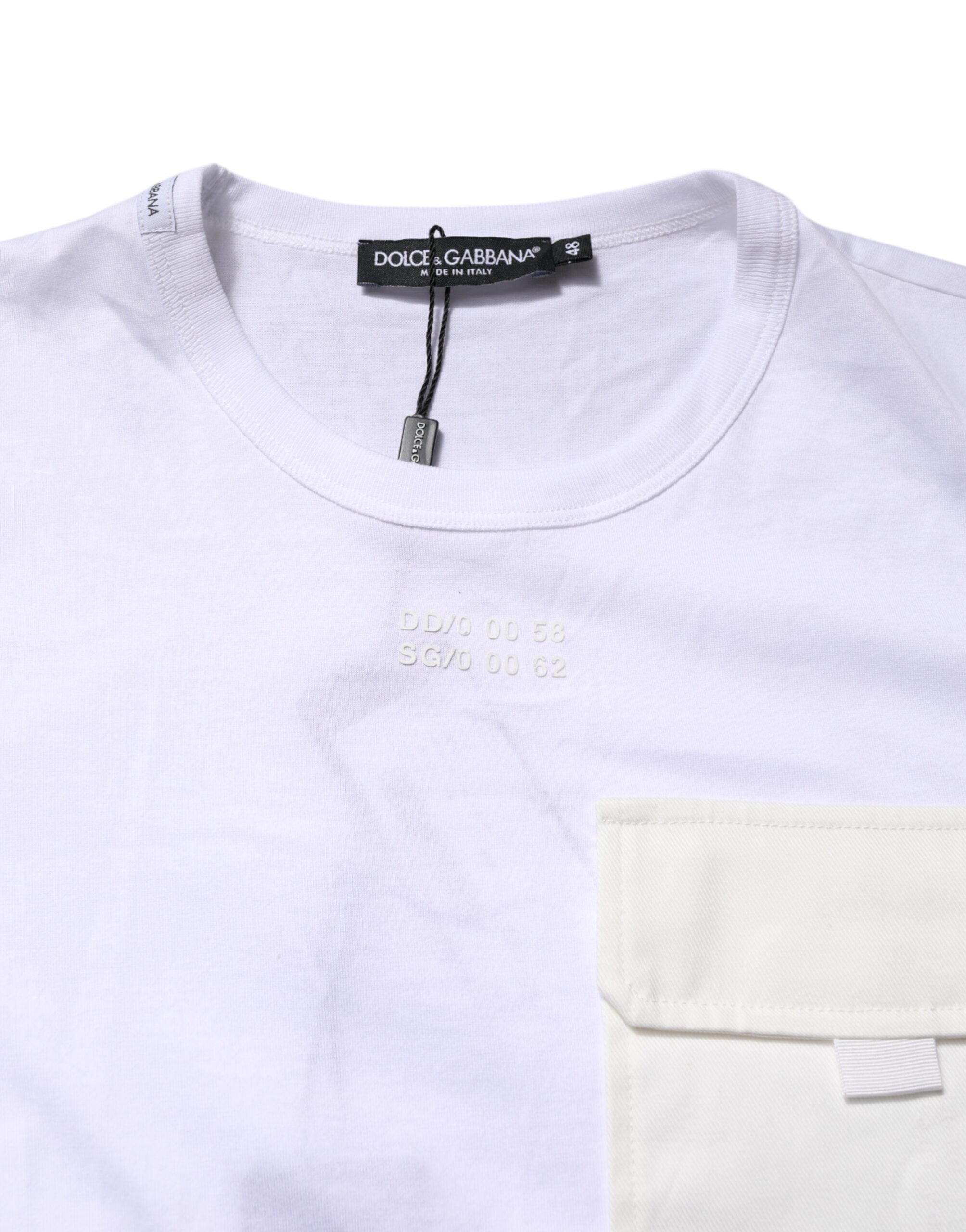 White Cotton Pocket Short Sleeves T-shirt