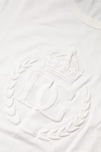 White Cotton DG Crown Embossed T-shirt