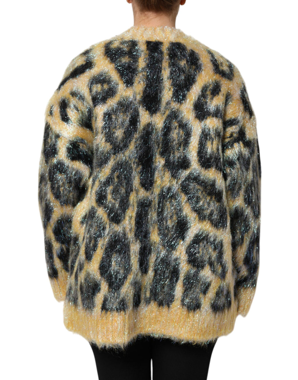 Multicolor Leopard Mohair Crew Neck Sweater