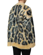 Multicolor Leopard Mohair Crew Neck Sweater