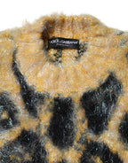 Multicolor Leopard Mohair Crew Neck Sweater
