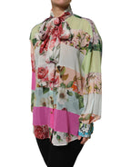 Multicolor Floral Patchwork Long Sleeves Top