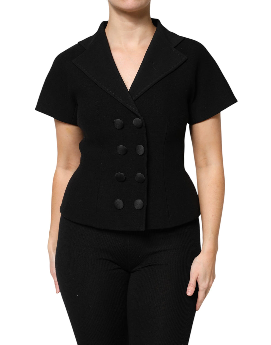 Black Wool Double Breasted Coat Jacket