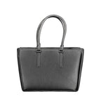 Black Polyurethane Women Shoulder Bag