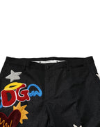 Black Graphic Embroidery Men Pants