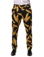 Black Pasta Print Tapered Men Pants