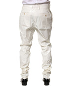 White Nylon Tapered Dress Men Pants