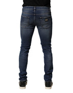 Blue Washed Skinny Cotton Denim Jeans