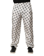 White Floral Silk Casual Lounge Pants