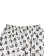 White Floral Silk Casual Lounge Pants