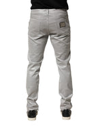 Silver Cotton Stretch Slim Denim Jeans