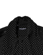 Black Polka Dot Linen Silk Men Casual Shirt