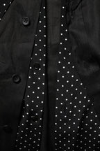 Black Polka Dot Linen Silk Men Casual Shirt