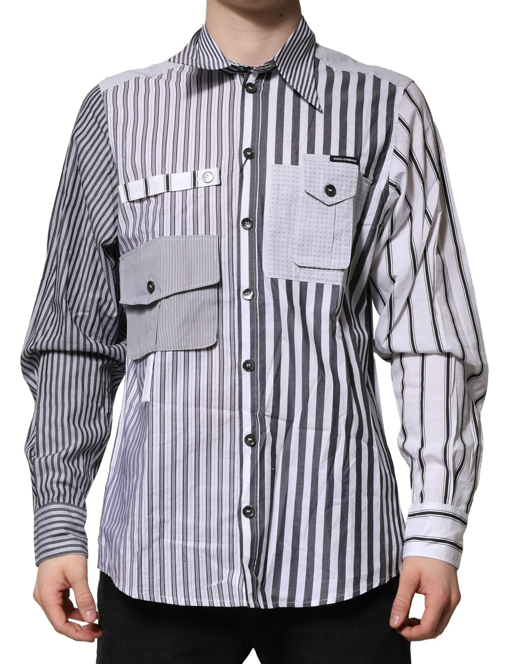 White Gray Striped Cotton Men Casual Shirt
