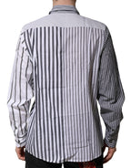 White Gray Striped Cotton Men Casual Shirt