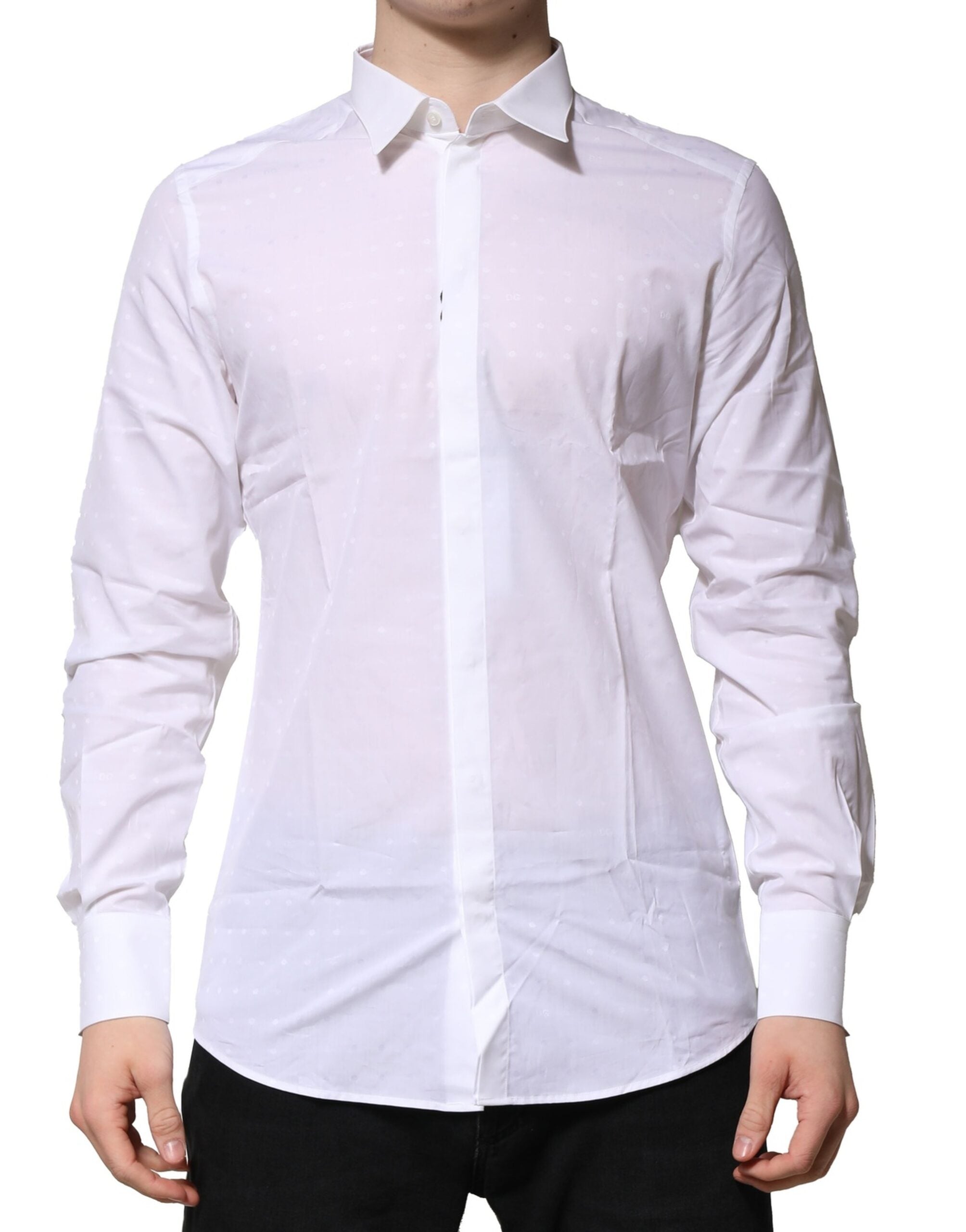 White Cotton GOLD Long Sleeves Formal Shirt