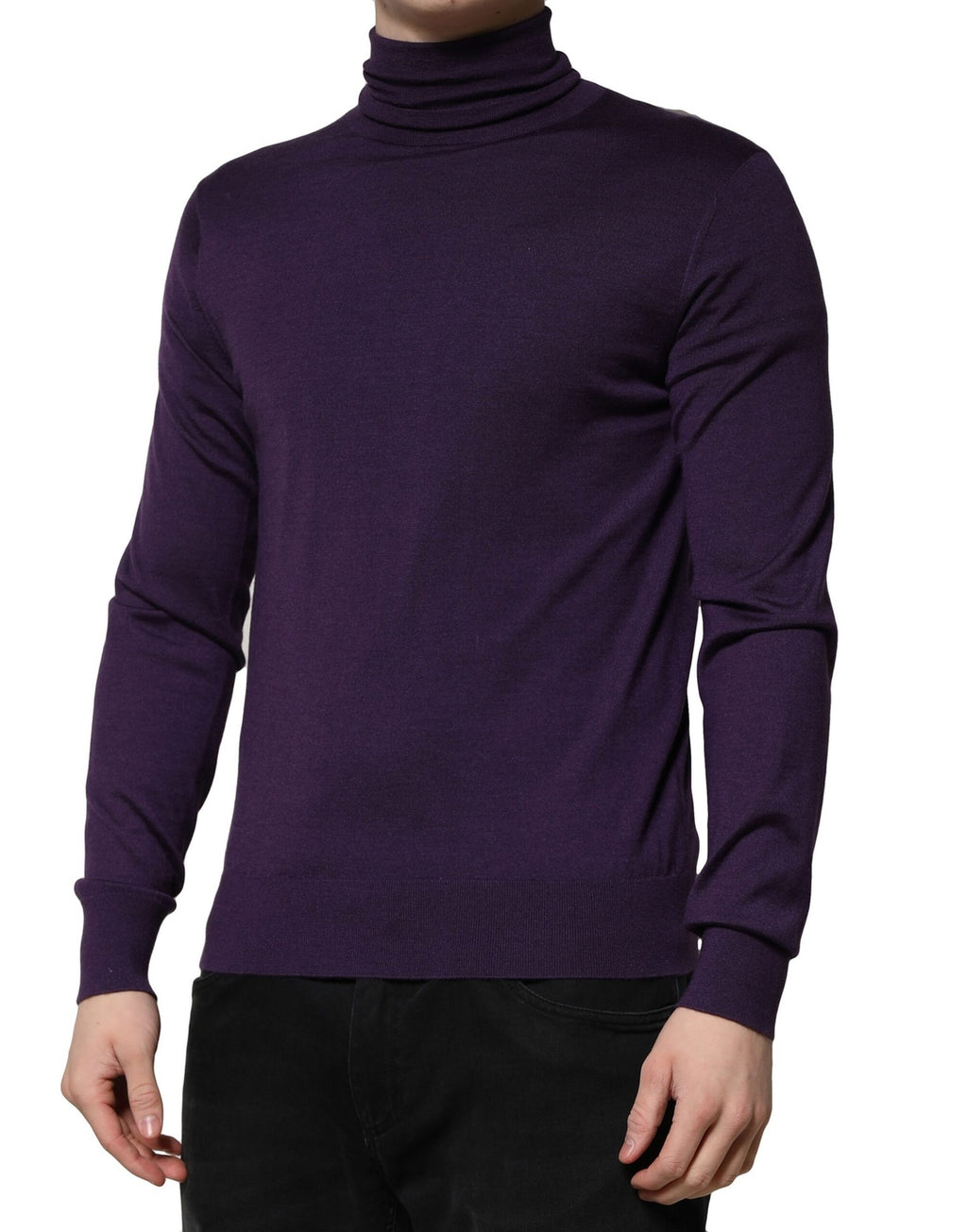 Purple Cashmere Turtleneck Pullover Sweater