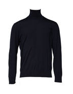 Blue Long Sleeve Turtleneck Pullover Sweater