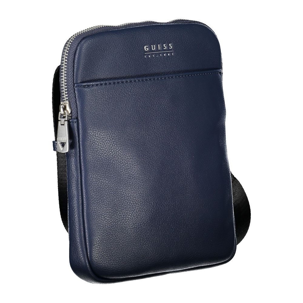 Blue Polyurethane Men's Shoulder Bag