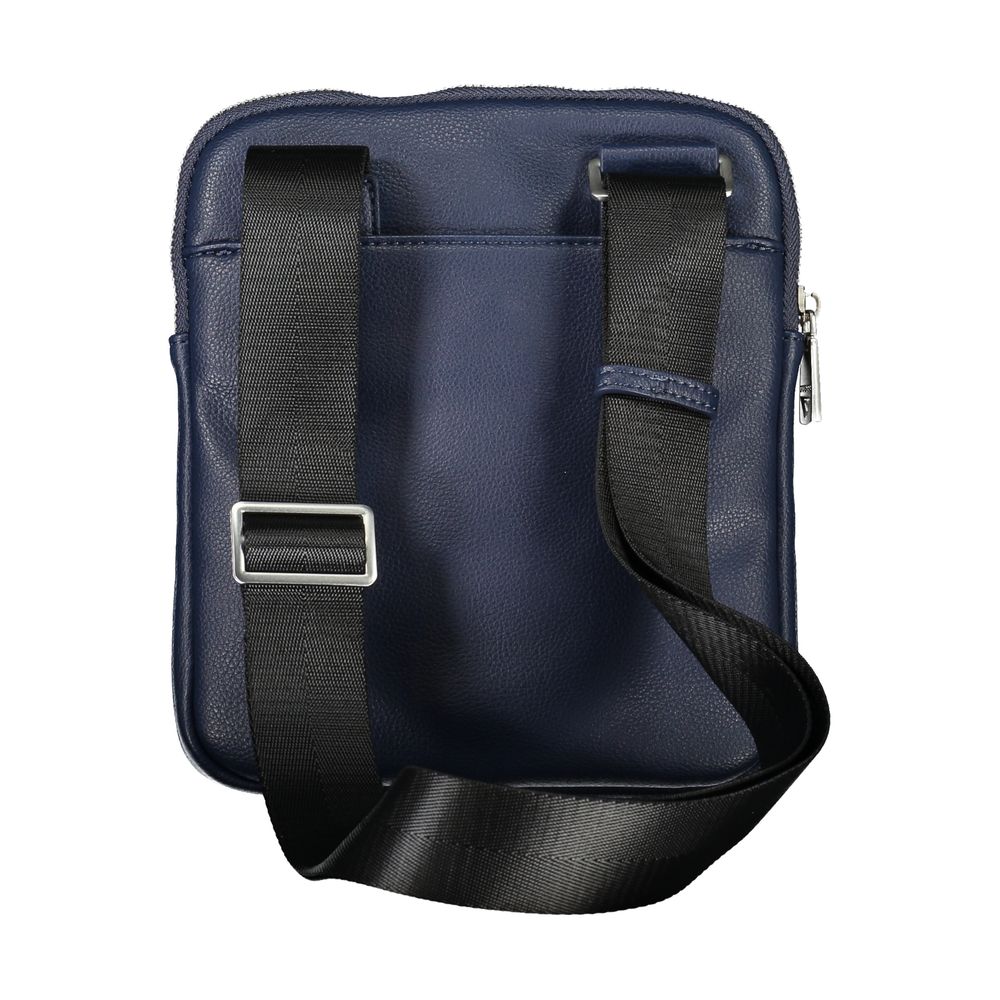 Blue Polyurethane Men's Shoulder Bag