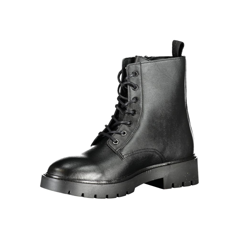 Black Polyurethane Men Ankle Boot