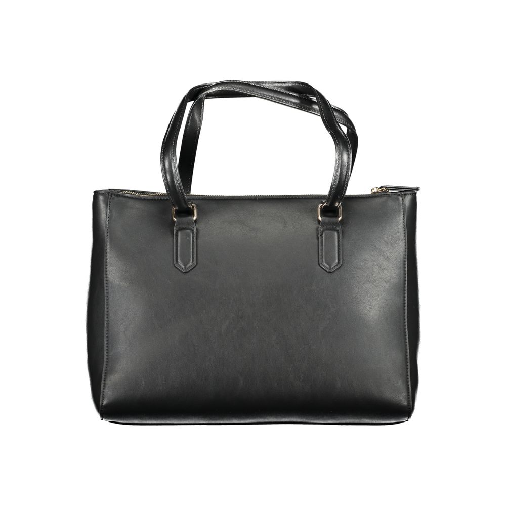 Black Polyurethane Women Handbag