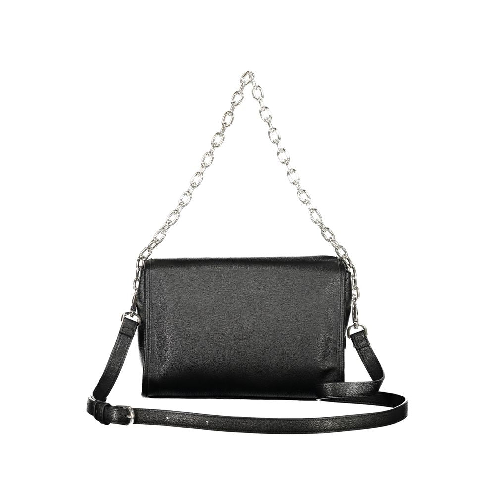 Black Polyurethane Women's Shoulder Bag