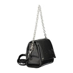 Black Polyurethane Women's Shoulder Bag