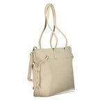 Beige Polyurethane Women's Bag with Adjustable Straps