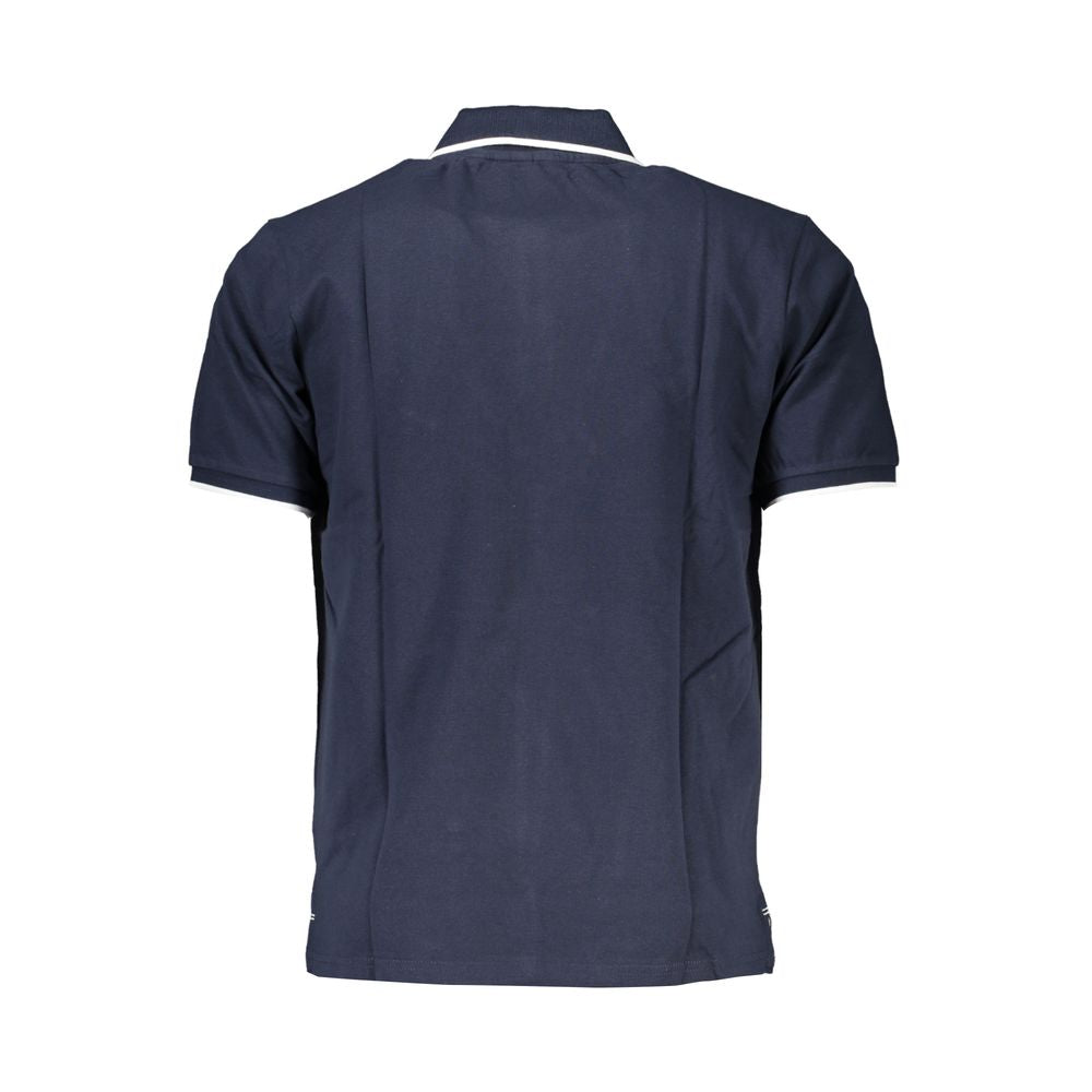 Blue Cotton Men Polo Shirt