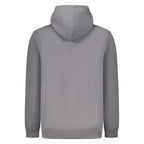 Grigio Cotton Men Sweatshirt Hooded Embroidery Pocket