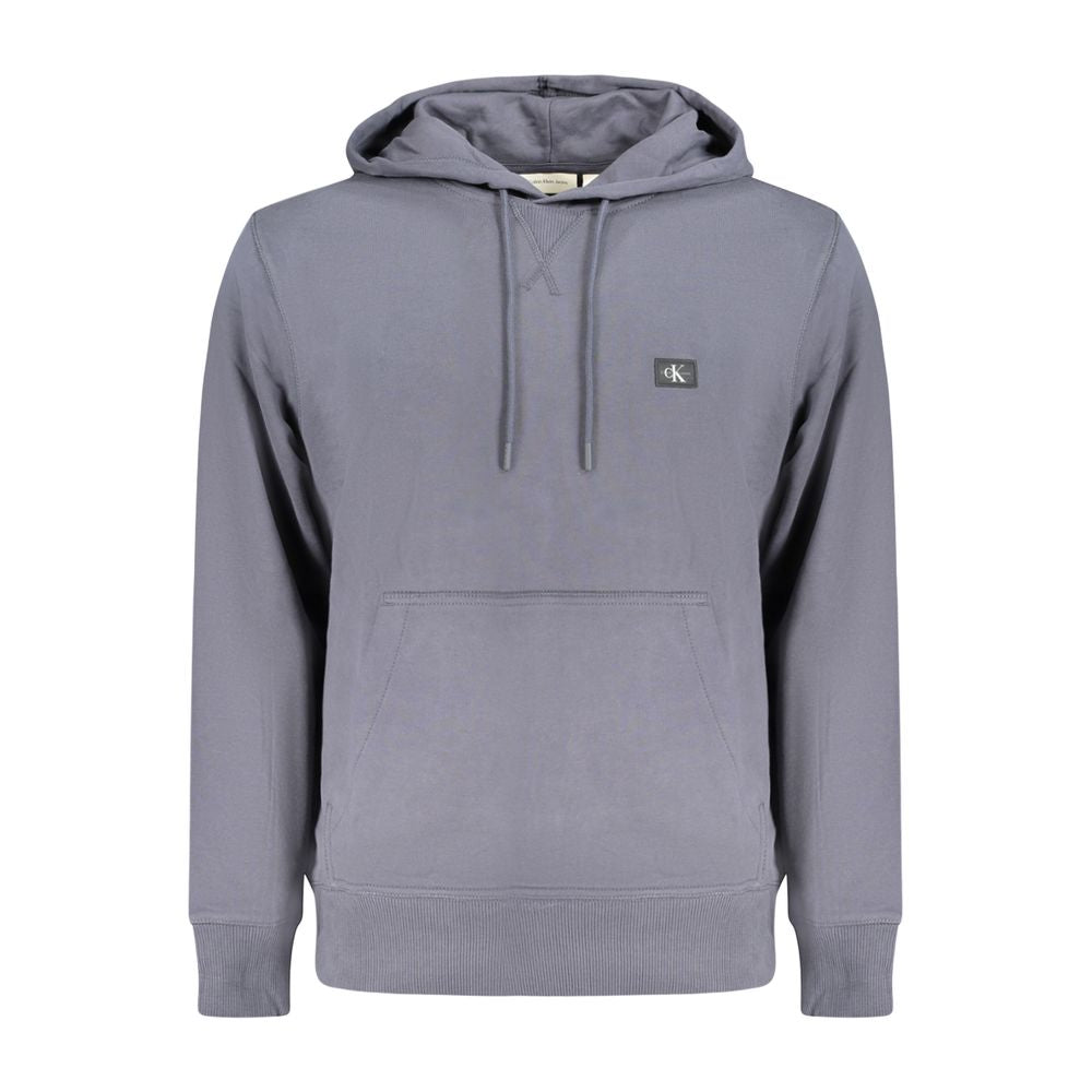 Blue Cotton Men's Hooded Sweatshirt