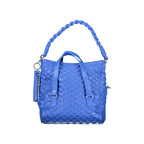 Blue Polyurethane Women Handbag