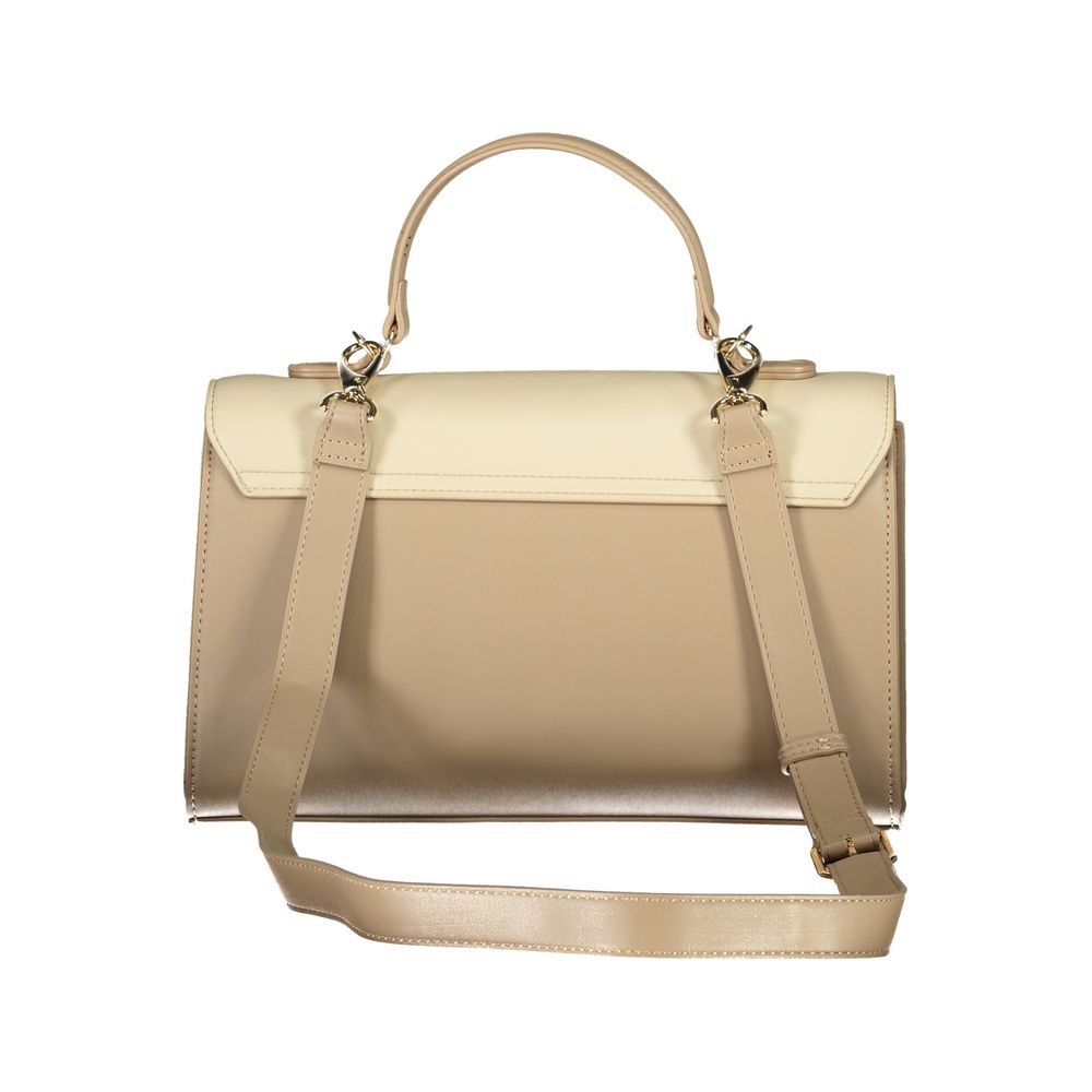 Beige Polyurethane Women Handbag