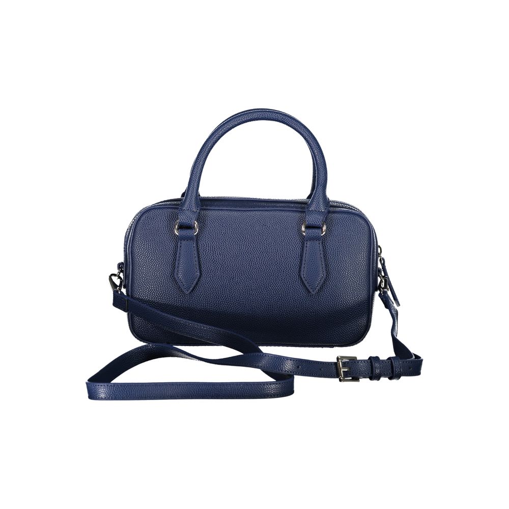 Blue Polyurethane Women Handbag