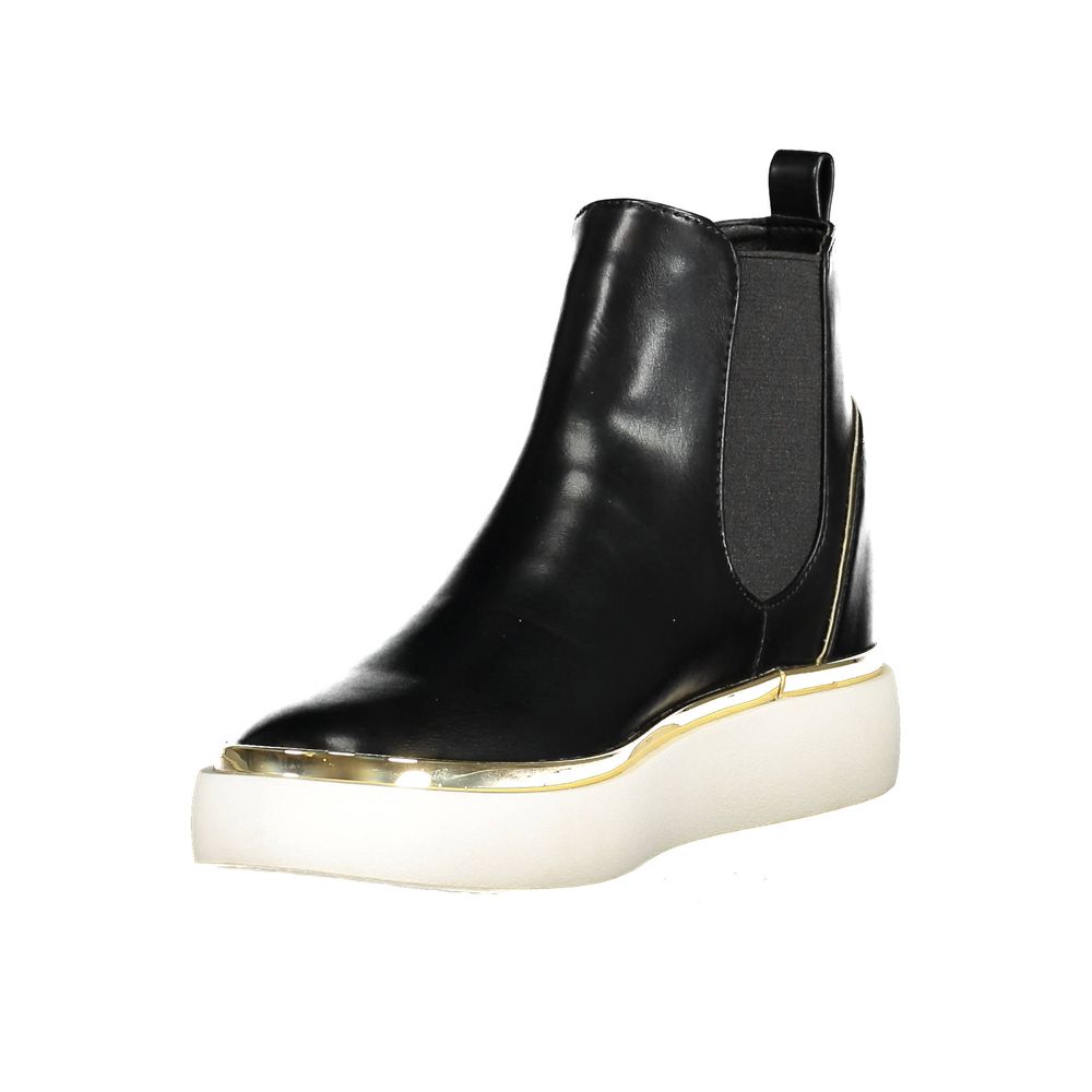 Black Polyester Women Ankle Boot